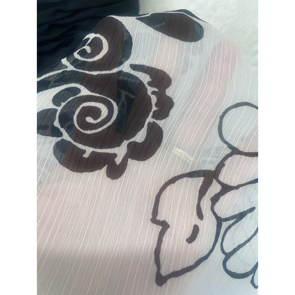 White House Black Market Sleeveless Princess Empire Waist Floral White/Blk Sz 8 - Picture 10 of 11